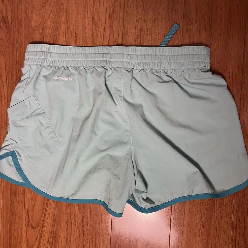 Columbia Womens Athletic Running Shorts Side Pocket Drawstring Unlined Blue Sz M